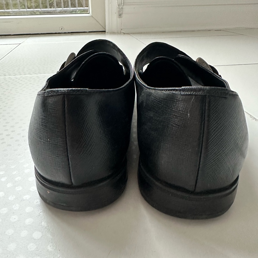 Prada Men's Black Saffiano Leather Monk Strap Loafers - Picture 11 of 14